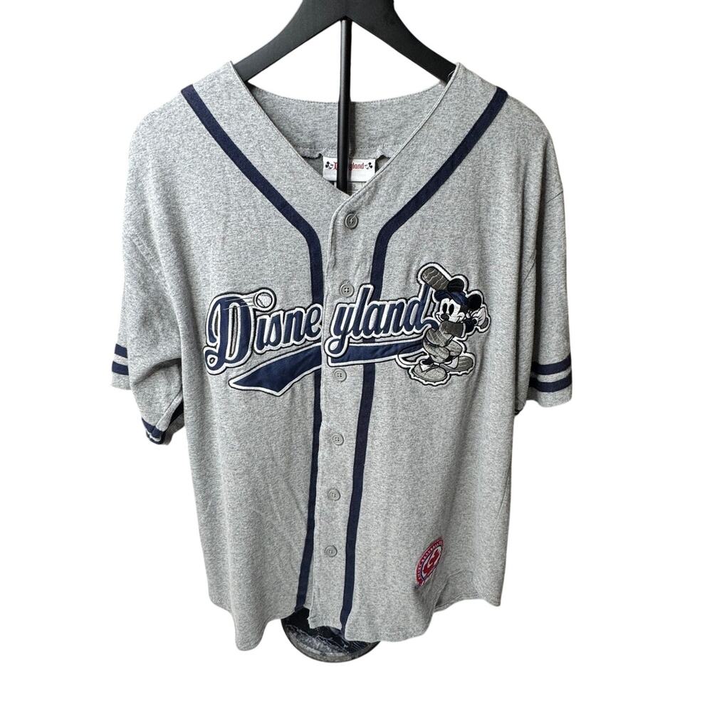 Disney Disneyland 55th Anniversary Mickey Mouse Baseball Jersey Gray Navy Small